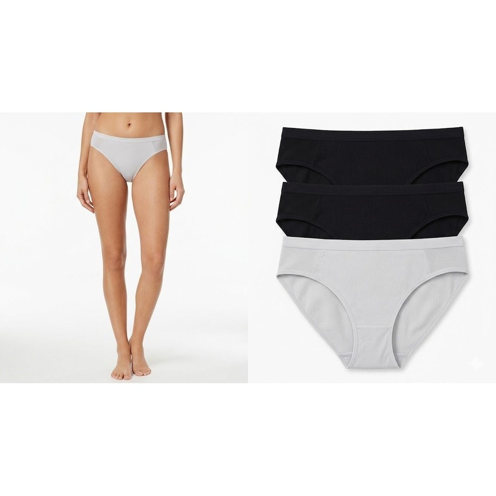 Bali One Smooth U Ultra-Light Panties Women Small Black Grey 3-Pack DFMEH3